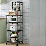 Підлогова полиця стійка для кухні Hook Storage Rack SKLM-21 Стелаж органайзер з гачками на 4 яруси, фото 11