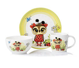 Набір для дітей Ardesto Lucky owl 3 предмети порцеляна (AR3454LS) з швидкою доставкою по Україні