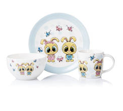 Набір для дітей Ardesto Bunnies 3 предмети порцеляна (AR3456BS) з швидкою доставкою по Україні