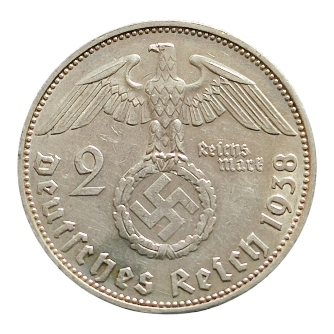 Німеччина - Третій рейх 2 рейхсмарки, 1938 Мітка монетного двору "Е" - Мульденхюттен