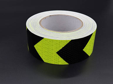 Світловідбивна стріла, що самоклеїться, жовто-чорна стрічка рулон 50 м, ширина 5 см