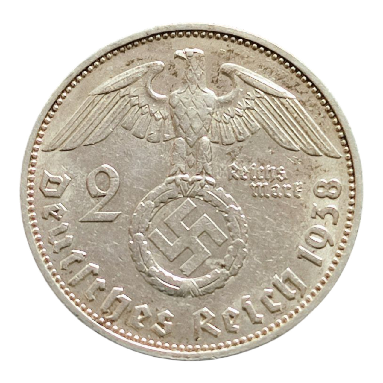 Німеччина - Третій рейх 2 рейхсмарки, 1938 Мітка монетного двору "Е" - Мульденхюттен