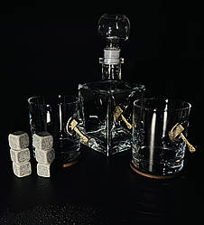 Набір для віскі Молот 2 (графін, 2 склянки молот + каміння та підставки в коробці) Gorillas BBQ GL14