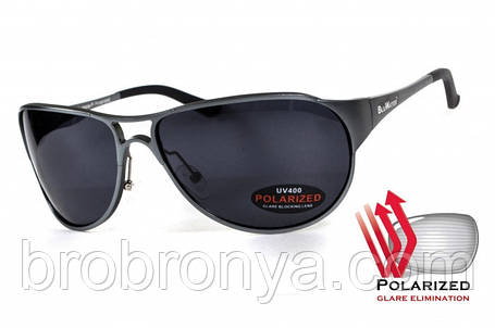 Окуляри поляризаційні BluWater Alumination-3 Gun Metal Polarized (gray) чорні в темній оправі, фото 1