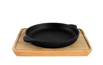 Сковорода Brizoll Хорека порційна з дошкою d20 см h2,5 см чавун (H2025-D)