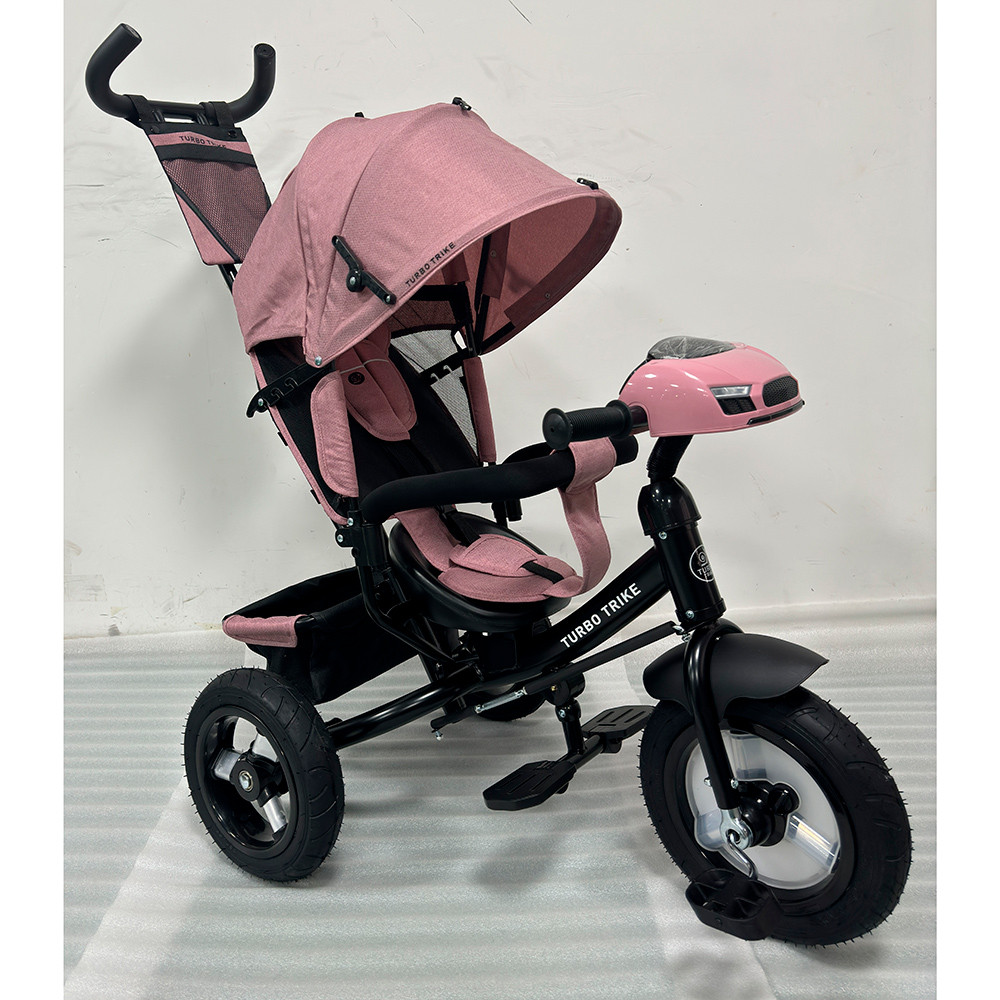 Триколісний велосипед-коляска TURBOTRIKE MT 1006-6 вільний хід коліс, пульт, світло, сумка, гальмо, рожевий