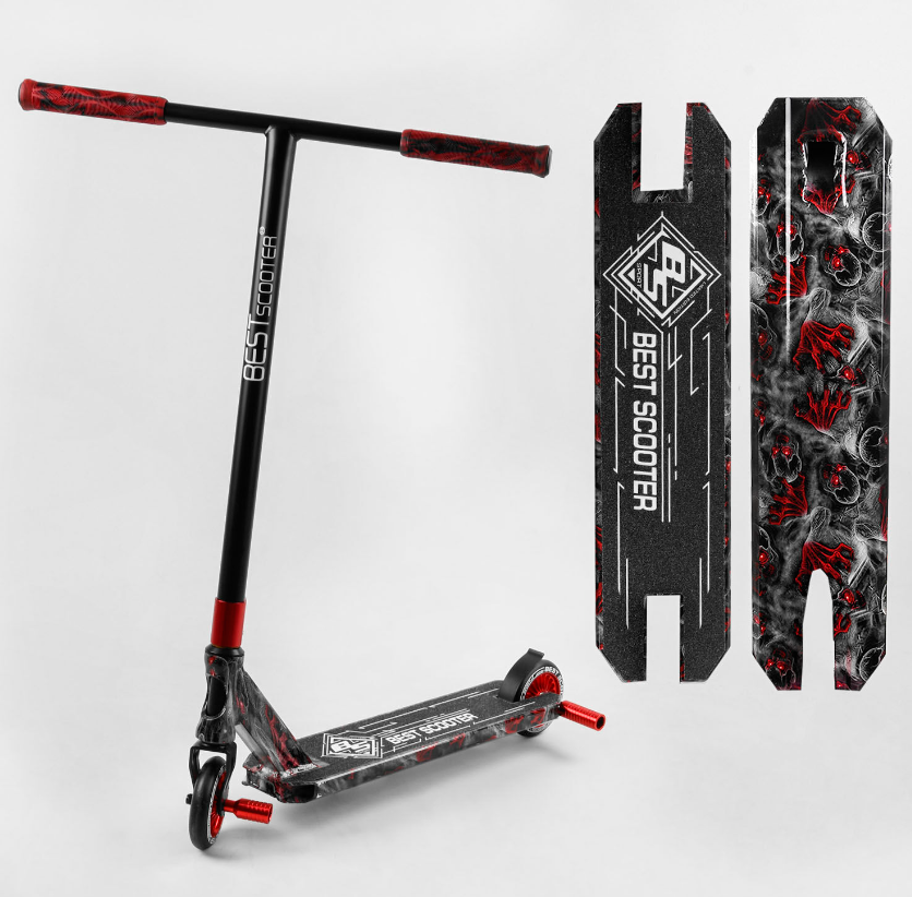 Трюковий самокат Best Scooter BS-99622 HIC-система, ПЕГІ, алюмінієвий диск і дека, колеса 110 мм, чорно-червоний