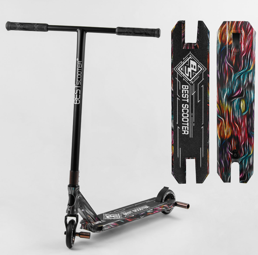 Трюковий самокат Best Scooter BS-99717 HIC-система, ПЕГІ, алюмінієвий диск і дека, колеса 110 мм, чорний