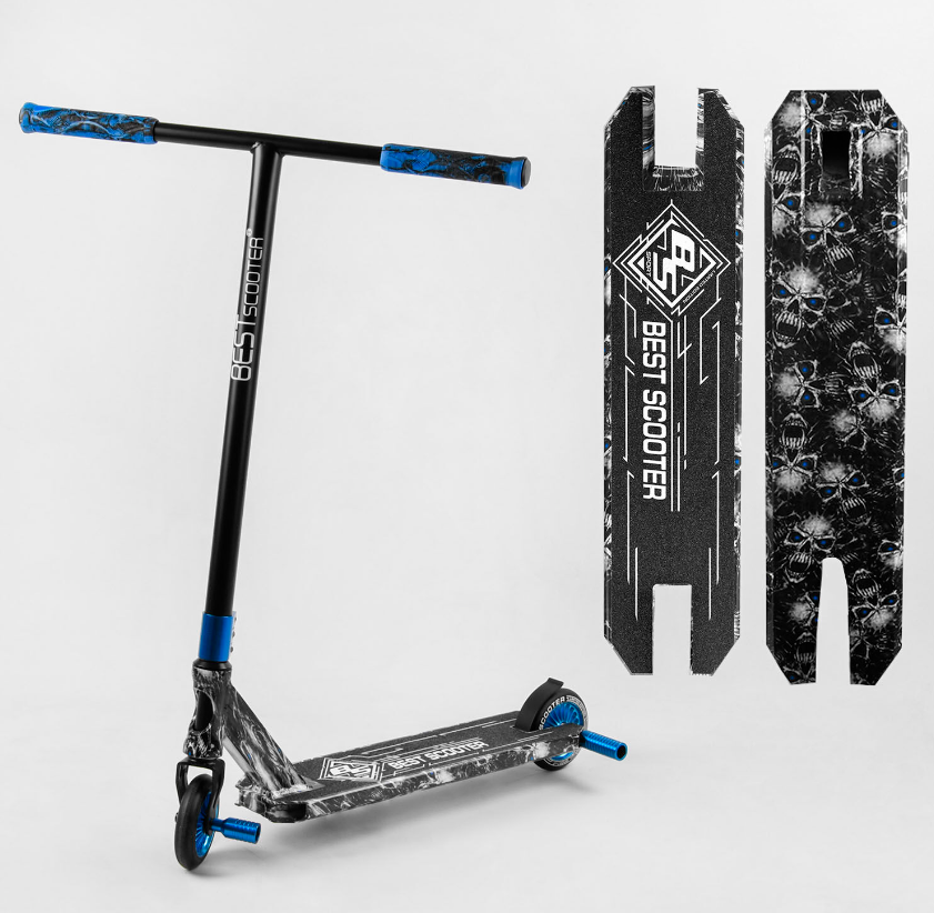 Трюковий самокат Best Scooter BS-99808 HIC-система, ПЕГІ, алюмінієвий диск і дека, колеса 110 мм, чорно-синій