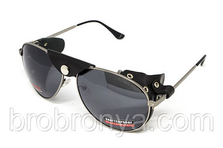 Окуляри захисні Global Vision Aviator-3 (gray), сірі зі з'ємним ущільнювачем із синтетичної "шкіри", фото 1