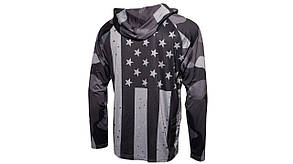 Одяг сонцезахисний Pyramex Long Sleeve Hoodie USA Flag, лонгслів худі сонцезахисний UPF50+ сірий прапор США, розмір L, фото 4