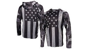Long Sleeve Hoodie USA Flag, лонгслів худі сонцезахисний UPF50+ сірий прапор США, розмір XL, фото 1