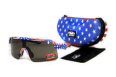 Окуляри захисні Global Vision Holeshot USA Flag (gray), сірі в оправі прапор США, фото 3