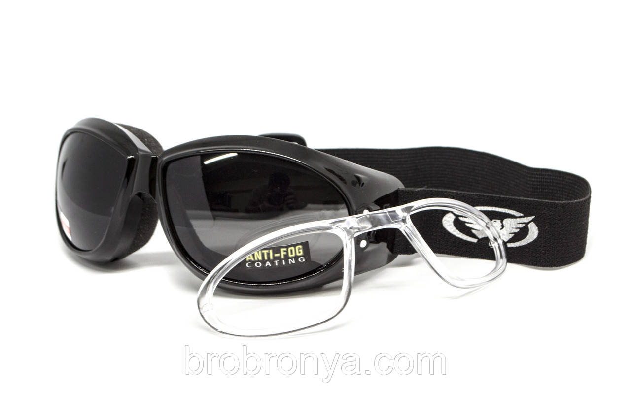 Окуляри захисні з ущільнювачем Global Vision Eliminator RX (gray) Anti-Fog, сірі з діоптричною вставкою