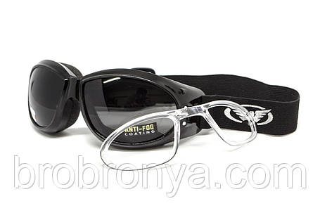 Окуляри захисні з ущільнювачем Global Vision Eliminator RX (gray) Anti-Fog, сірі з діоптричною вставкою, фото 1
