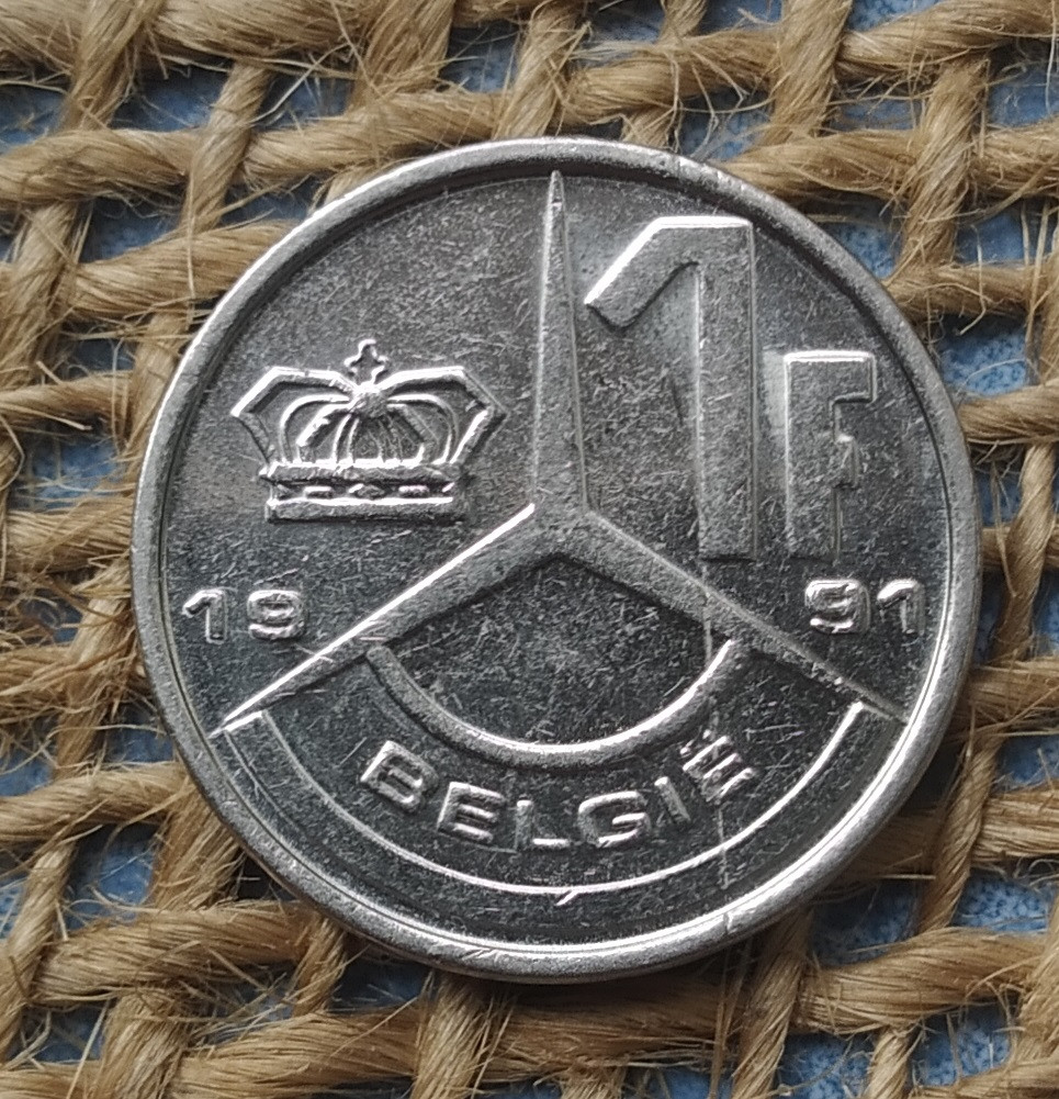 1 франк 1991 року. Бельгiя