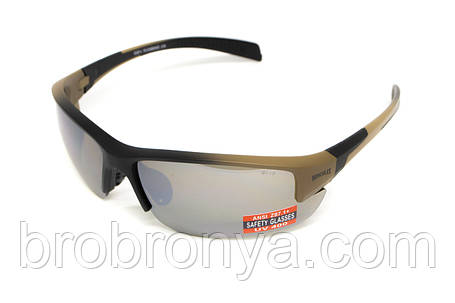 Окуляри захисні Global Vision Hercules-7 Black-Brown (drive mirror), дзеркальні коричневі в коричнево-чорній оправі, фото 1