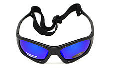 Окуляри поляризаційні BluWater Hydro Polarized (G-Tech™ blue) Anti-Fog, дзеркальні сині в чорній оправі, фото 3