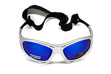 Окуляри поляризаційні BluWater Hydro Silver Polarized (G-Tech™ blue) Anti-Fog, дзеркальні сині в сріблястій оправі, фото 3
