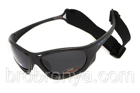 Окуляри поляризаційні BluWater Hydro Polarized (dark gray) Anti-Fog, чорні лінзи в чорній оправі, фото 1