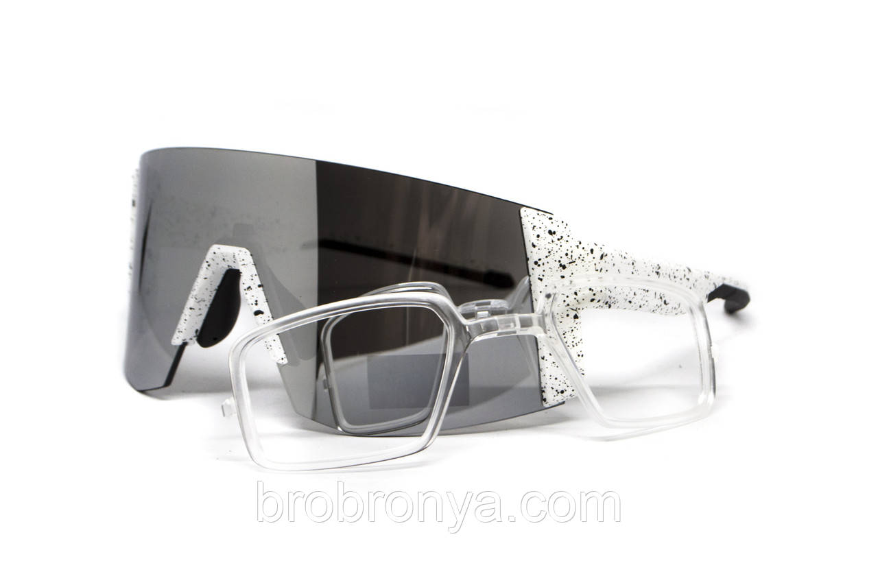 Окуляри захисні Global Vision Astro+RX White (G-Tech™ silver), дзеркальні сірі в білій оправі з діоптрійною вставкою в комплекті