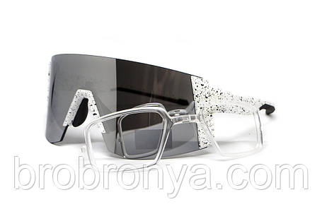 Окуляри захисні Global Vision Astro+RX White (G-Tech™ silver), дзеркальні сірі в білій оправі з діоптрійною вставкою в комплекті, фото 1