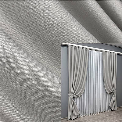 Комплект штор (2шт. 1,5х2,7м.) із тканини Шеніл однотонний (блекаут). Колір попелястий. Код 1690ш 33-0585