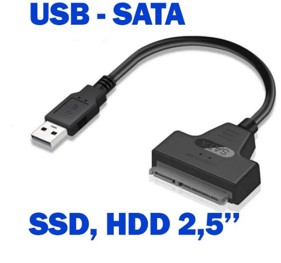 Перехідник адаптер SATA-USB 2.0 для диска HDD SSD 2,5'', фото 1