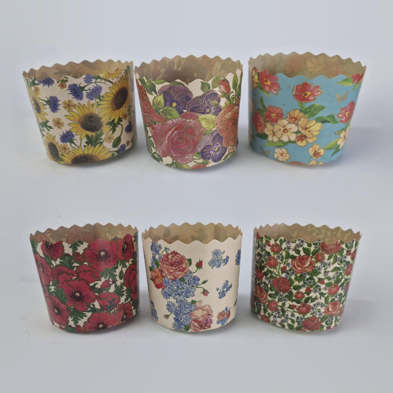 Бумажные формы для выпекания пасхальных паски (85*70) Цветы(150гр) (50 шт), фото 1