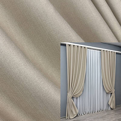 Комплект штор (2шт. 1,5х2,7м.) із тканини Шеніл однотонний (блекаут). Колір бежевий. Код 1691ш 33-0592