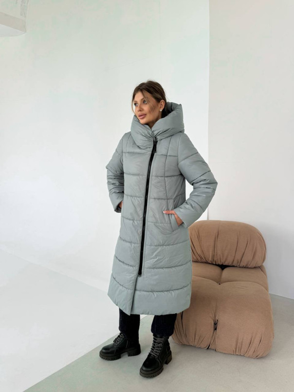 Стильне стьобане жіноче подовжене зимове  пальто ''Лея'', фото 1