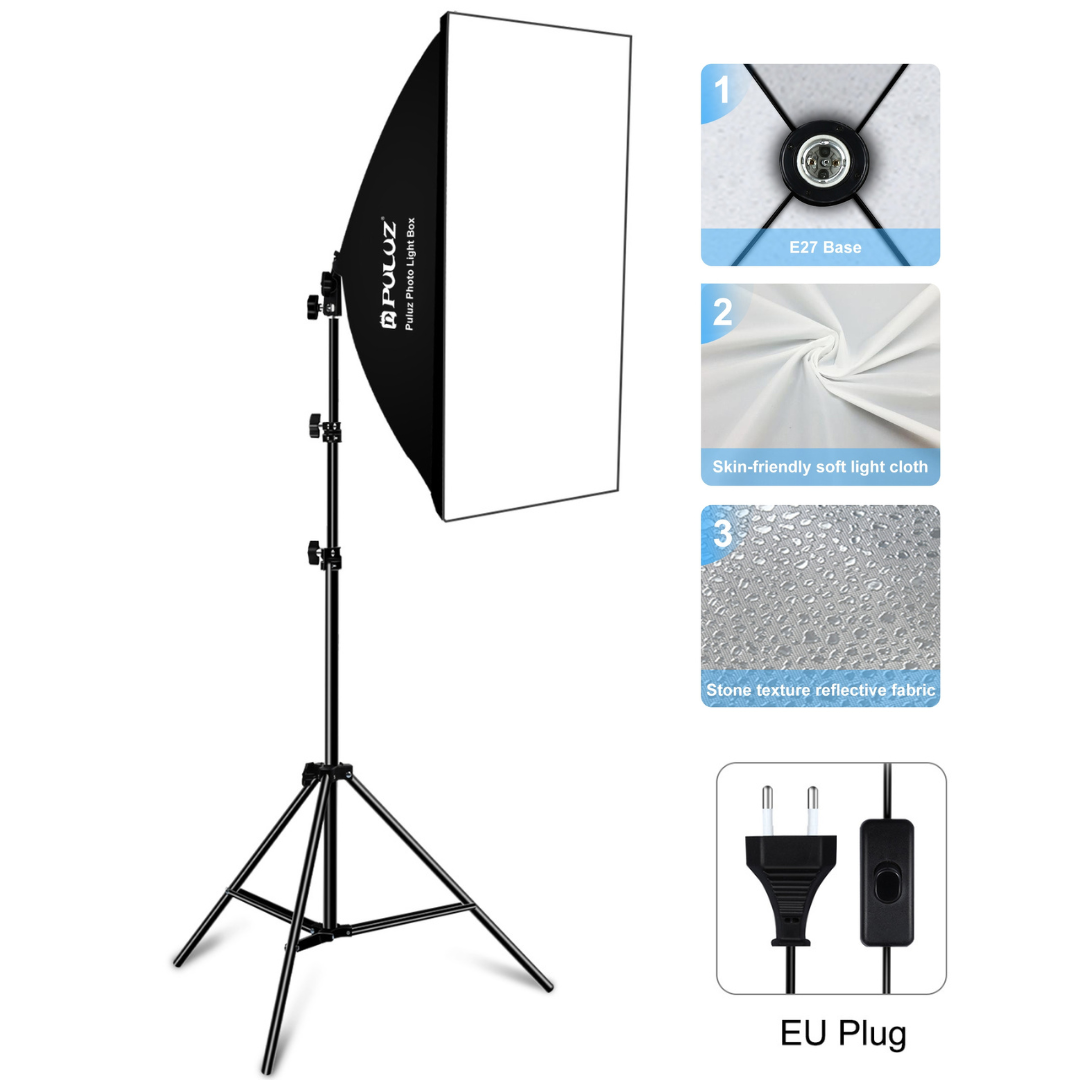 Софтбокс із патроном Е27 Puluz 50x70 cm + Стійка 2 м