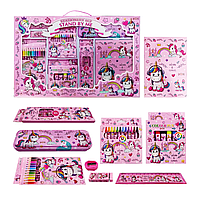 Набір для творчості та малювання: пенал, олівці, маркери, аксесуари, подарунковий набір Єдиноріг