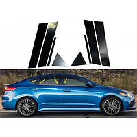 Накладки на стійки дверей Hyundai Elantra 2015-2018 р. Чорний глянець