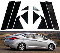 Накладки на стійки дверей Hyundai Elantra 2011-2016 р. Чорний глянець
