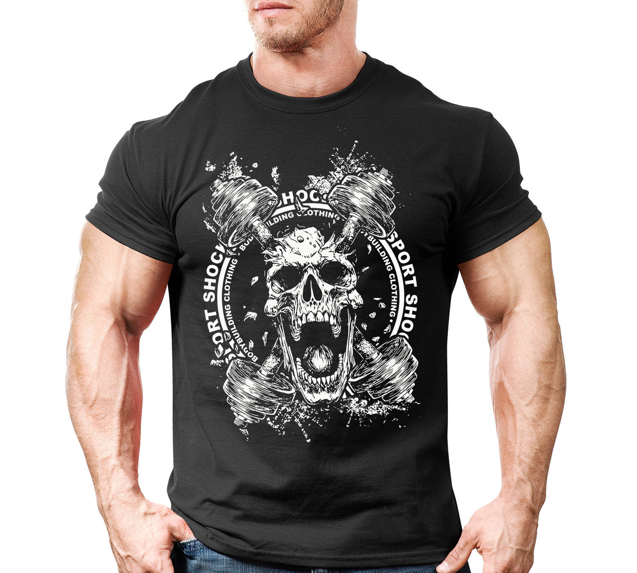 Футболка для бодибілдингу Череп Sport Shock, фото 1