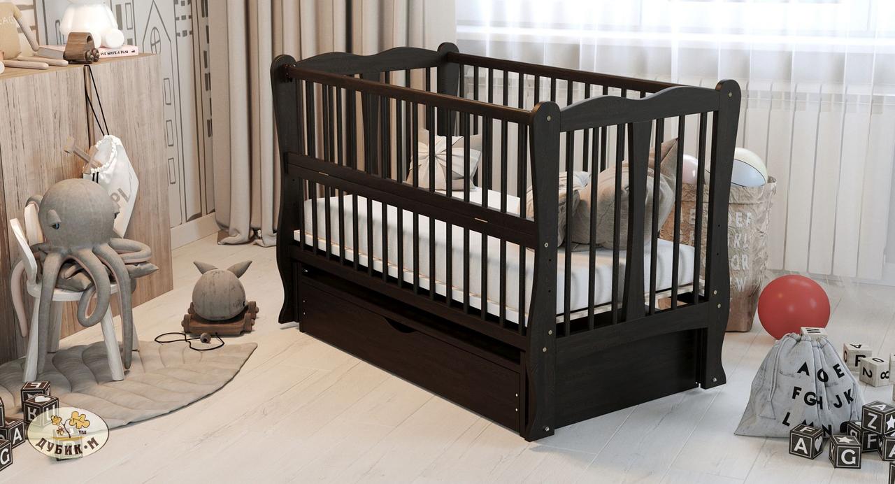 Дитяче ліжечко Дубок Хвилька з ящиком та маятником, венге, фото 1