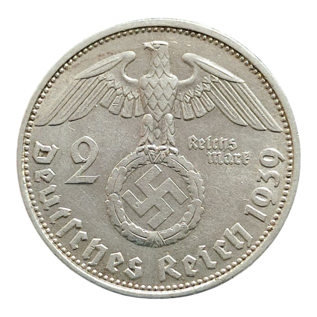 Німеччина - Третій рейх 2 рейхсмарки, 1939 Мітка монетного двору "D" - Мюнхен