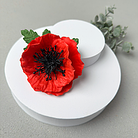 Мак із фоамірану на заколці, 100% ручна робота