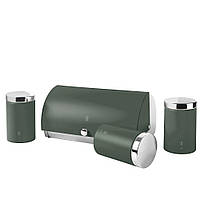 Набір хлібниця з трьома ємностями для зберігання продуктів Berlinger Haus Matte Green Collection (BH-6833)