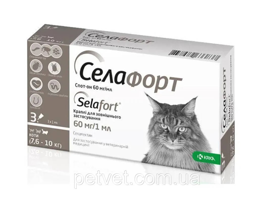 Селафорт краплі для кішок 7.6 - 10 кг, 1 мл