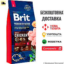 Сухий корм Brit Premium Dog Adult L для дорослих собак великих порід, з куркою, 15 кг