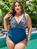 Купальник жіночий суцільний суцільний синій/леопард 4XL 54 великий розмір, фото 2