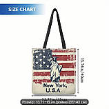 Велика сумка-шопер із принтом статуї Свободи у Нью Йорку, 40/35 см, фото 2