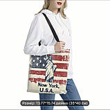 Велика сумка-шопер із принтом статуї Свободи у Нью Йорку, 40/35 см, фото 3