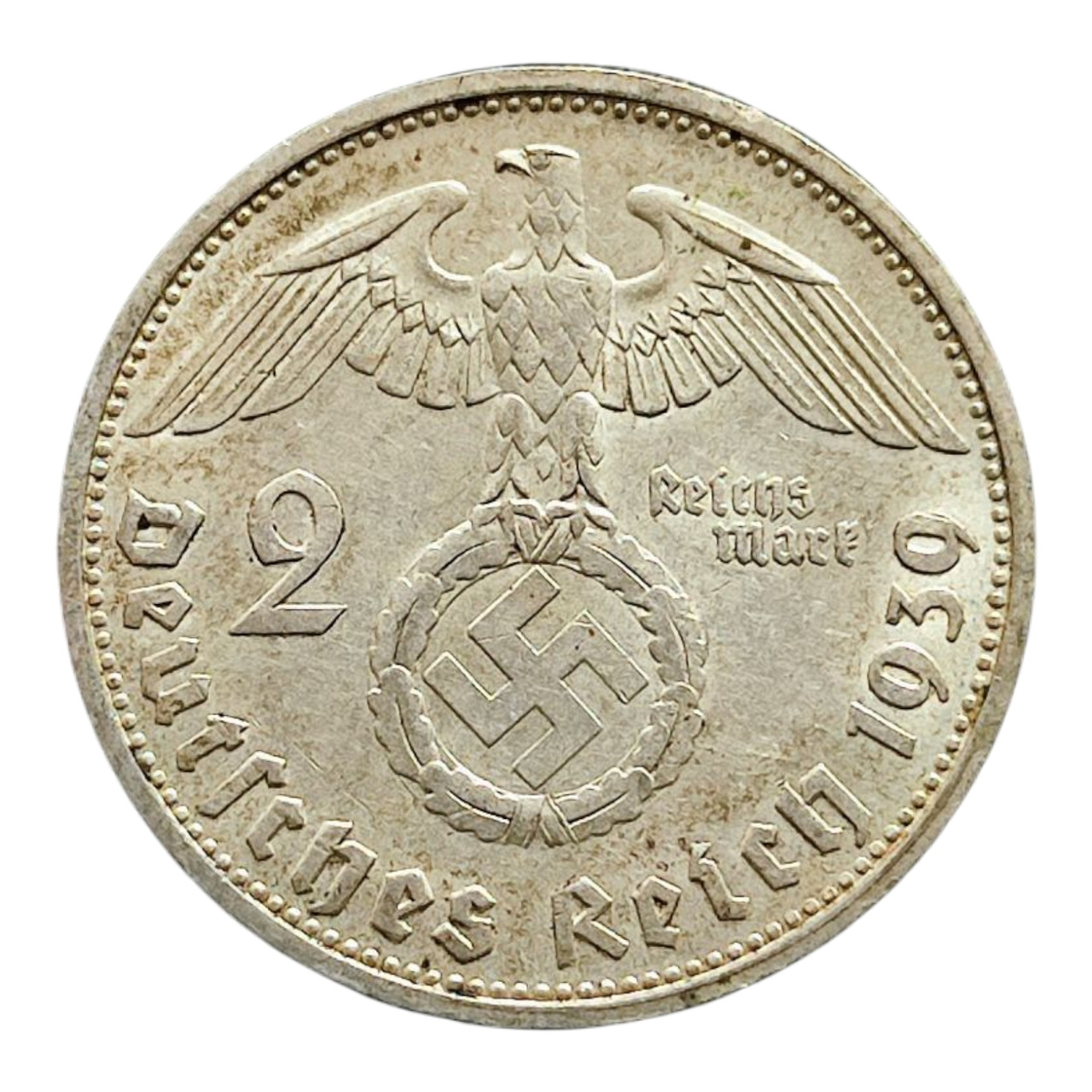 Німеччина - Третій рейх 2 рейхсмарки, 1939 Мітка монетного двору "F" - Штутгарт