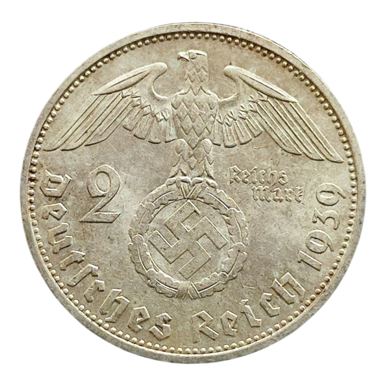 Німеччина - Третій рейх 2 рейхсмарки, 1939 Мітка монетного двору "F" - Штутгарт