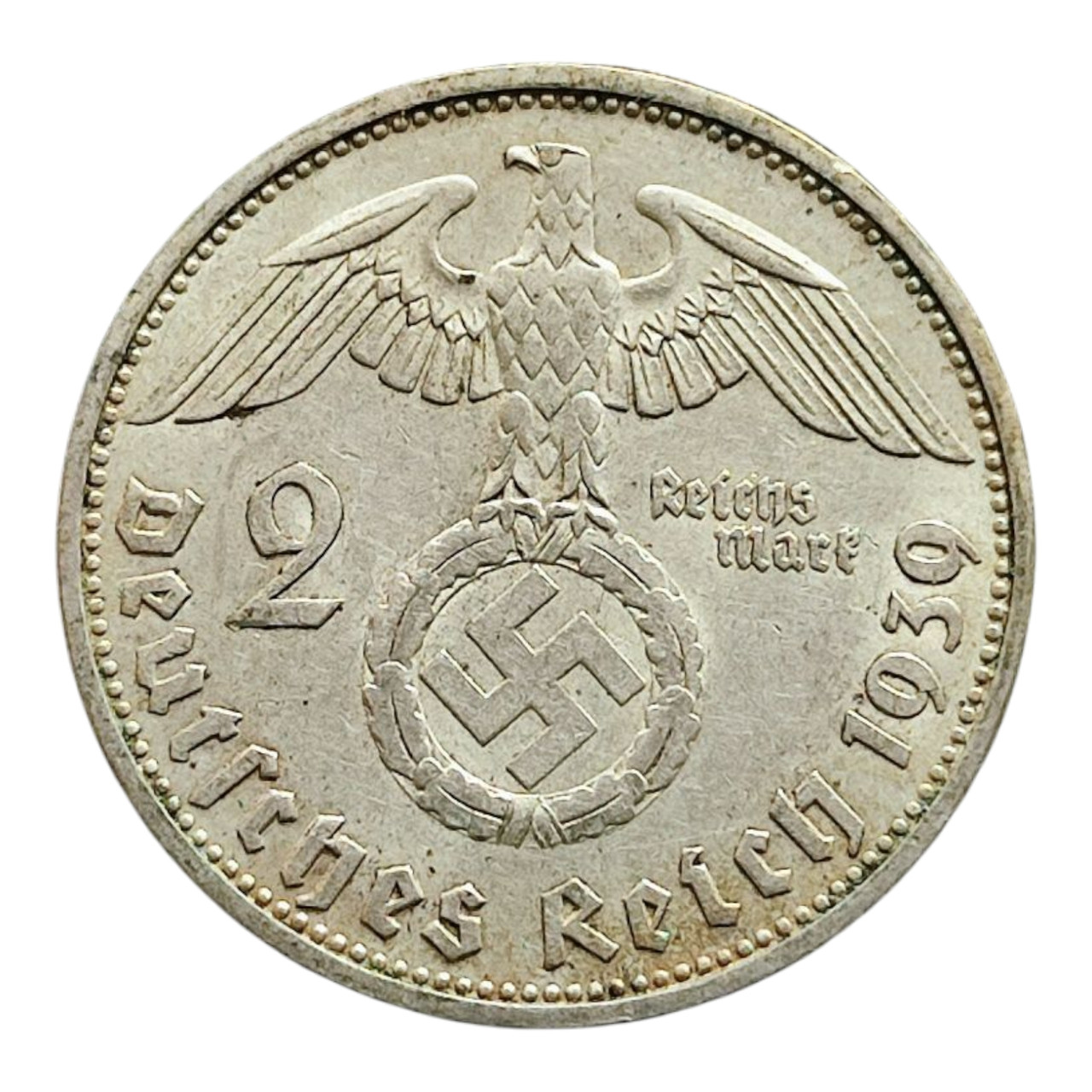 Німеччина - Третій рейх 2 рейхсмарки, 1939 Мітка монетного двору "F" - Штутгарт