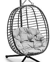 Крісло гойдалка підвісне садове кокон SAN VITO з м'якою подушкою, чорне