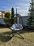 Крісло гойдалка підвісне садове кокон SAN VITO з м'якою подушкою, чорне, фото 5